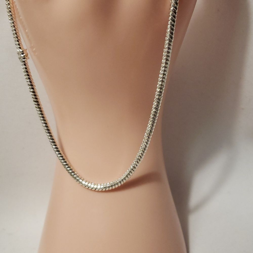 Snake Chain Omega Silver Necklace adjustable length